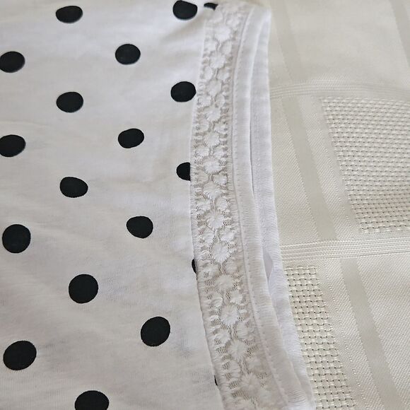 Suzy Shier Organic Cotton Lace Detail Sleeveless Polka Dot Top XS White/ Black - Picture 13 of 16